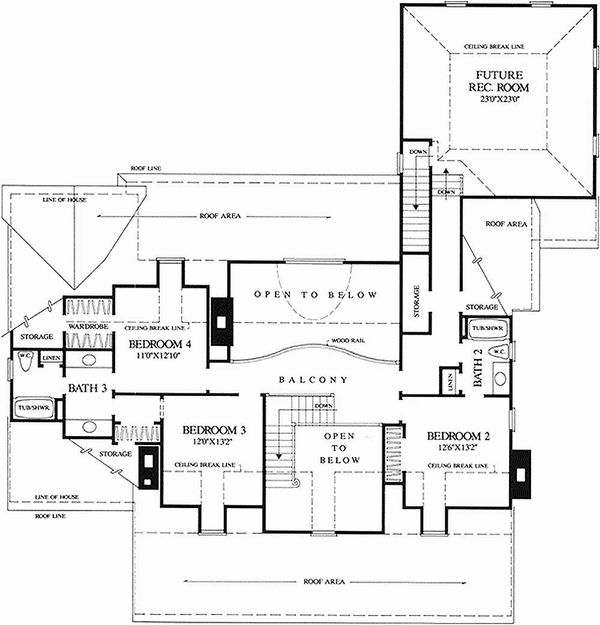 Home Plan - Southern Floor Plan - Upper Floor Plan #137-234