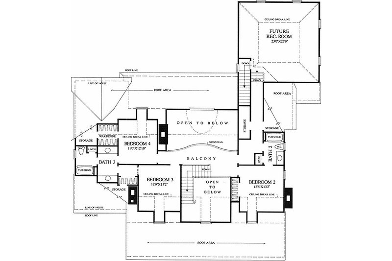 Dream House Plan - Floor Plan - Upper Floor for Southern House Plan #137-234 - 4 bed, 3 bath