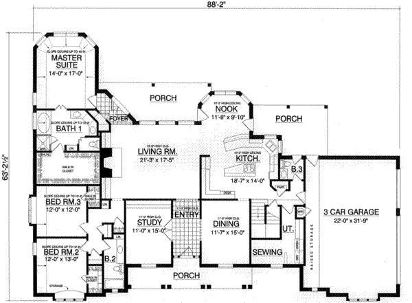Home Plan - Southern Floor Plan - Main Floor Plan #40-369