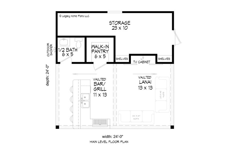 Dream House Plan - Floor Plan - Main Floor for Craftsman House Plan #932-656, 0.5 bath