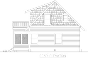 Exterior - Rear Elevation for Craftsman House Plan #117-987 - 2 bed, 2 bath