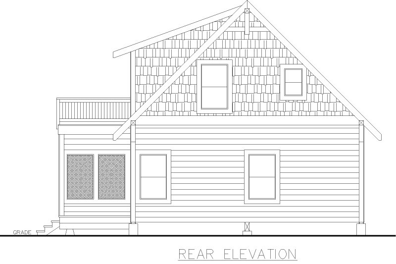 Dream House Plan - Exterior - Rear Elevation for Craftsman House Plan #117-987 - 2 bed, 2 bath
