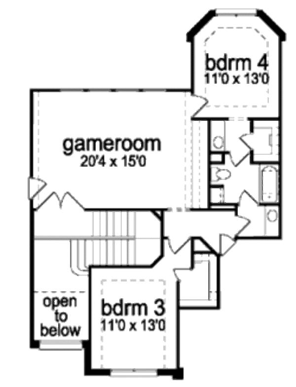 European Floor Plan - Upper Floor Plan #84-413