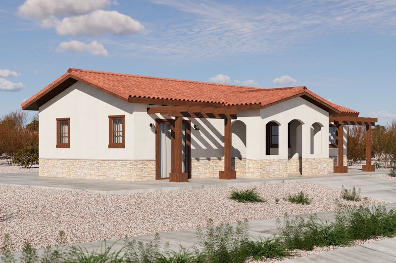 House Blueprint - Exterior - Front Elevation 4 for Adobe / Southwestern House Plan #1106-195 - 2 bed, 2 bath