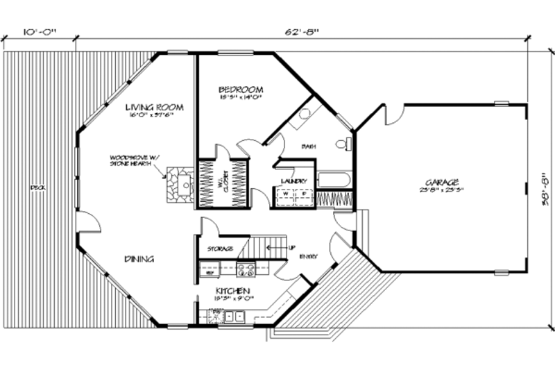 House Design - Floor Plan - Main Floor for Contemporary House Plan #320-300 - 4 bed, 2 bath