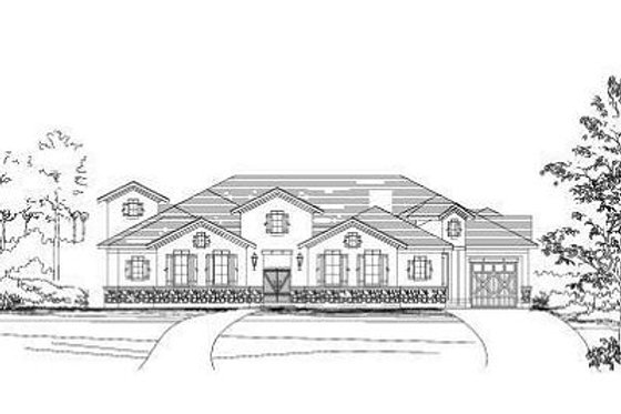 Exterior - Front Elevation for Mediterranean House Plan #411-826 - 4 bed, 4.5 bath