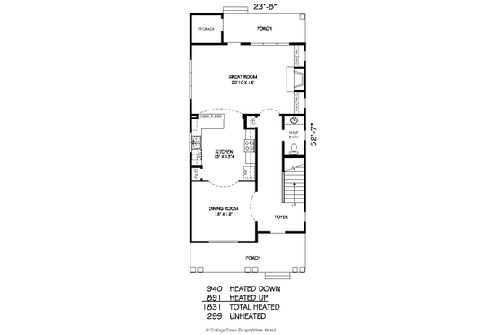 Floor Plan - Main Floor for Traditional House Plan #424-208 - 3 bed, 2.5 bath