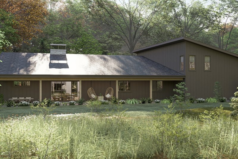 Architectural House Design - Exterior - Rear Elevation for Barndominium House Plan #455-417 - 4 bed, 3.5 bath