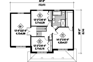 Floor Plan - Upper Floor for Contemporary House Plan #25-4309 - 3 bed, 1.5 bath