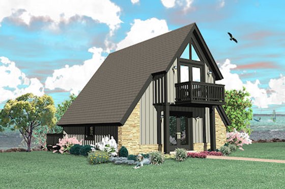 Exterior - Rear Elevation for Contemporary House Plan #81-13762 - 1 bed, 1 bath
