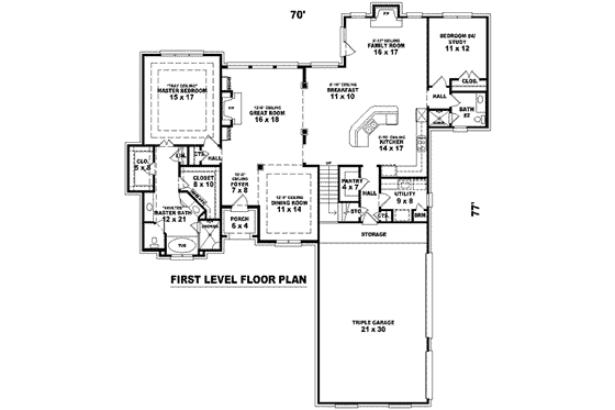 Floor Plan - Main Floor for European House Plan #81-1165 - 3 bed, 3 bath