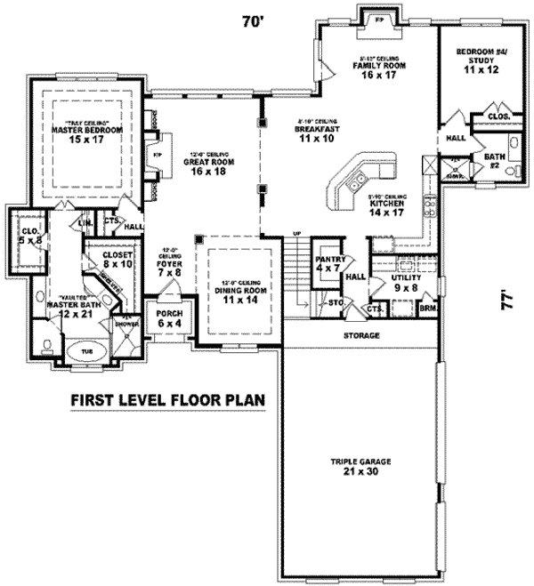 Floor Plan - Main Floor for European House Plan #81-1165 - 3 bed, 3 bath