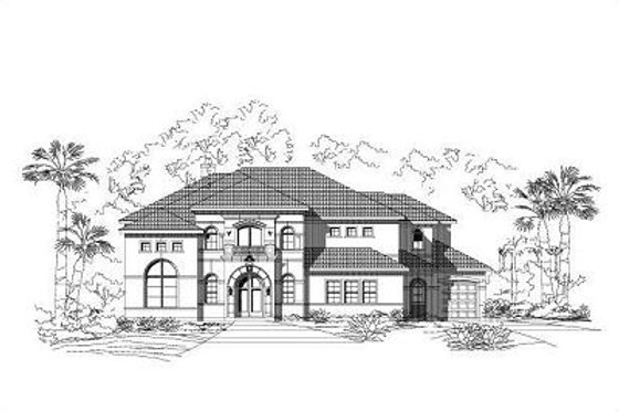 Exterior - Front Elevation for European House Plan #411-454 - 5 bed, 5.5 bath
