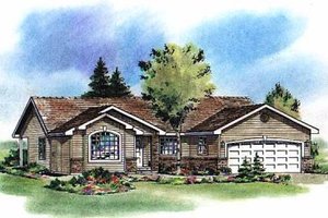 Ranch Exterior - Front Elevation Plan #18-195