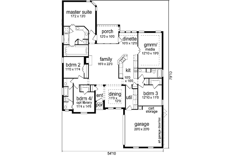 Home Plan - Floor Plan - Main Floor for European House Plan #84-485 - 4 bed, 3 bath