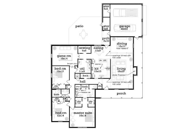 Home Plan - Floor Plan - Main Floor for Country House Plan #45-432 - 3 bed, 2.5 bath