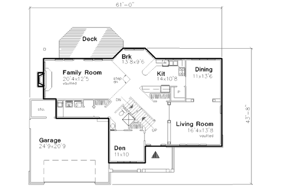 Floor Plan - Main Floor for Country House Plan #320-464 - 4 bed, 3 bath