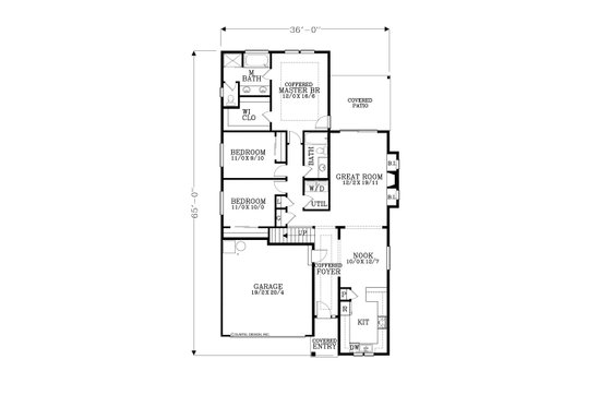 Floor Plan - Main Floor for Craftsman House Plan #53-602 - 3 bed, 2 bath
