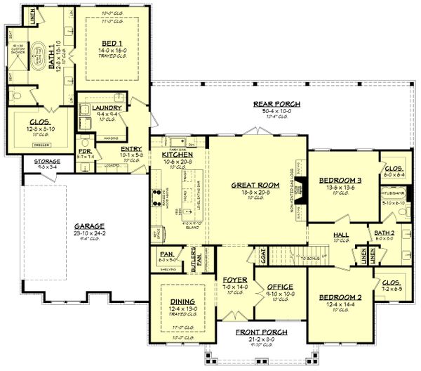 House Blueprint - Farmhouse Floor Plan - Main Floor Plan #430-249