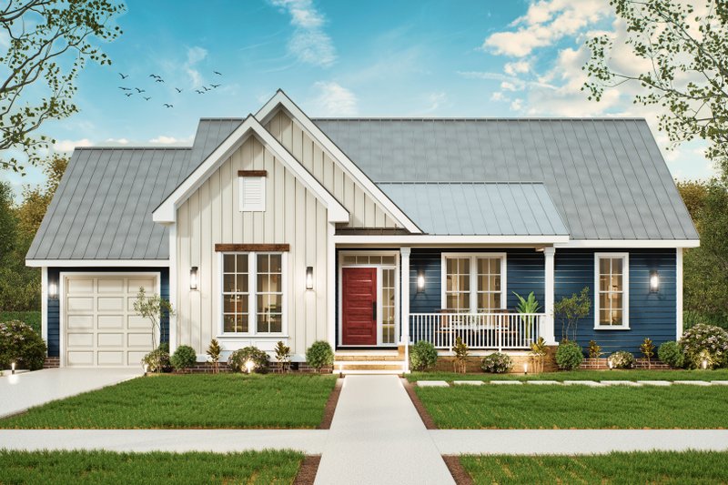 House Blueprint - Exterior - Front Elevation 7 for Bungalow House Plan #54-686 - 2 bed, 3 bath