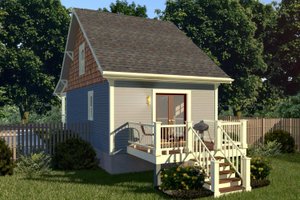 Exterior - Rear Elevation for Bungalow House Plan #79-308 - 1 bed, 1 bath