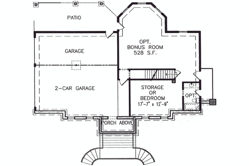 House Plan Design - Floor Plan - Lower Floor for Southern House Plan #54-108 - 3 bed, 2 bath