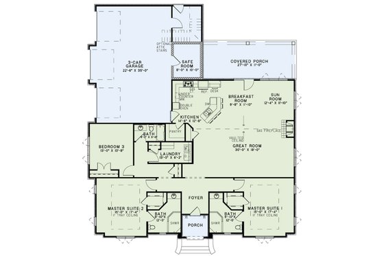 Floor Plan - Main Floor for European House Plan #17-2548 - 3 bed, 3 bath