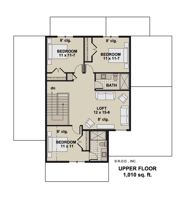 Bungalow Floor Plan - Upper Floor Plan #51-1361