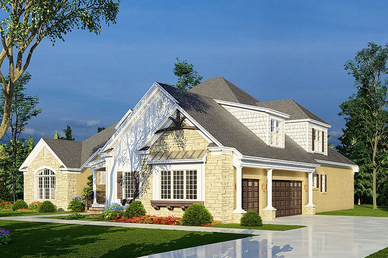House Blueprint - Exterior - Front Elevation 3 for Traditional House Plan #923-275 - 4 bed, 3 bath
