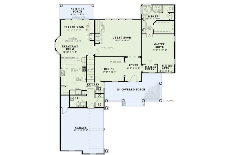 Home Plan - Floor Plan - Main Floor for Country House Plan #17-287 - 3 bed, 2.5 bath