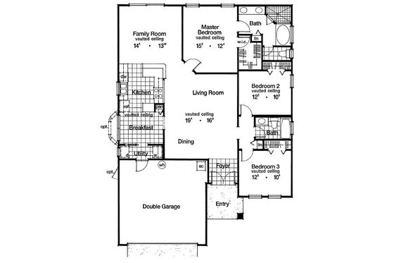 Floor Plan - Main Floor for Mediterranean House Plan #417-130 - 3 bed, 2 bath