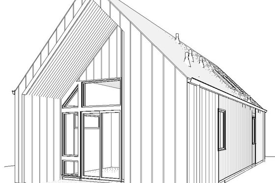 Exterior - Rear Elevation 2 for Modern House Plan #895-146 - 1 bed, 1 bath