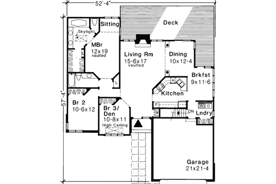 Floor Plan - Main Floor for Modern House Plan #320-130 - 3 bed, 2 bath