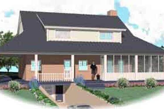 Exterior - Rear Elevation for Southern House Plan #81-774 - 3 bed, 2.5 bath