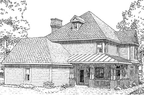 Exterior - Rear Elevation for Victorian House Plan #410-104 - 4 bed, 3.5 bath