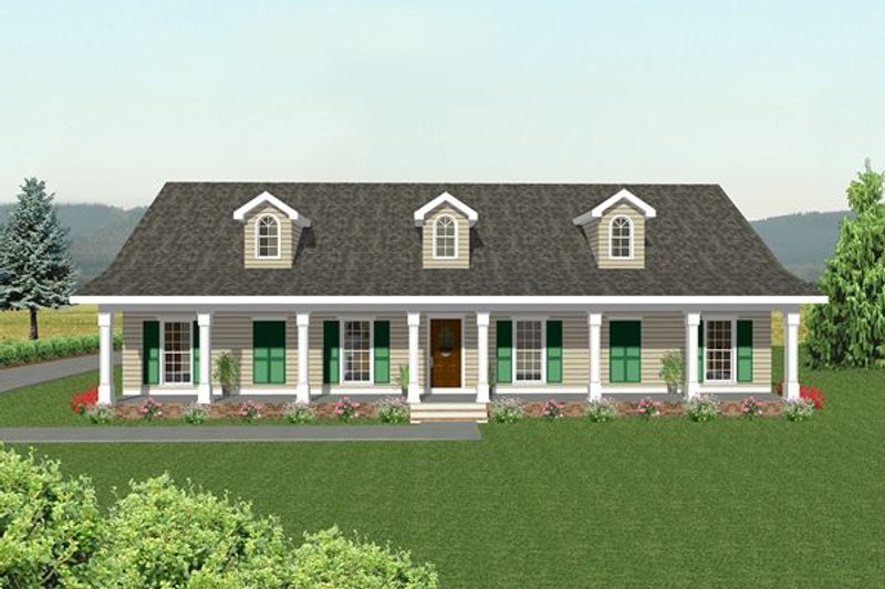 House Blueprint - Country Exterior - Rear Elevation Plan #44-108