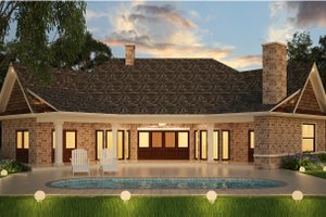 Exterior - Rear Elevation for Ranch House Plan #119-431 - 3 bed, 3 bath