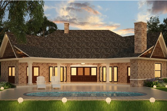 Exterior - Rear Elevation for Ranch House Plan #119-431 - 3 bed, 3 bath