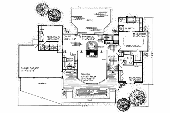 Floor Plan - Main Floor for Contemporary House Plan #312-489 - 3 bed, 3 bath