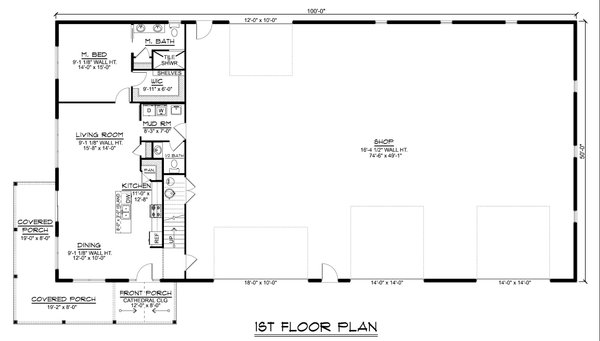 Barndominium Floor Plan - Main Floor Plan #1064-320