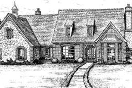 Exterior - Front Elevation for European House Plan #310-198 - 4 bed, 3.5 bath