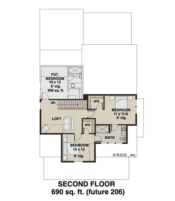 House Blueprint - Farmhouse Floor Plan - Upper Floor Plan #51-1283