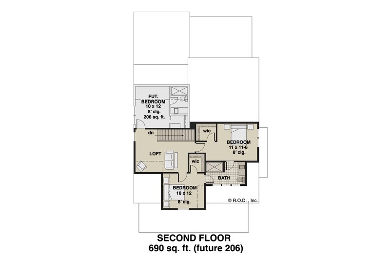 House Blueprint - Floor Plan - Upper Floor for Farmhouse House Plan #51-1283 - 3 bed, 3.5 bath