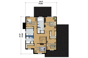 Floor Plan - Upper Floor 1 for Traditional House Plan #25-4486 - 3 bed, 2 bath