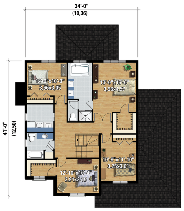 Traditional Floor Plan - Upper Floor Plan #25-4486