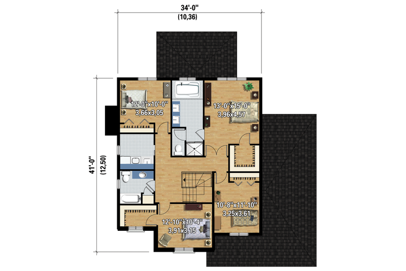 Architectural House Design - Floor Plan - Upper Floor 1 for Traditional House Plan #25-4486 - 3 bed, 2 bath