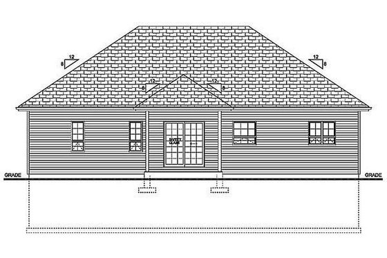 Exterior - Rear Elevation for Craftsman House Plan #126-183 - 3 bed, 2 bath