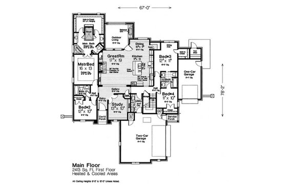 Floor Plan - Main Floor for European House Plan #310-1314 - 4 bed, 3 bath