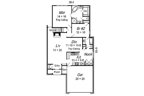Floor Plan - Main Floor for European House Plan #329-235 - 4 bed, 3 bath