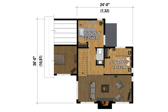 Floor Plan - Upper Floor for Cottage House Plan #25-4923 - 3 bed, 1.5 bath